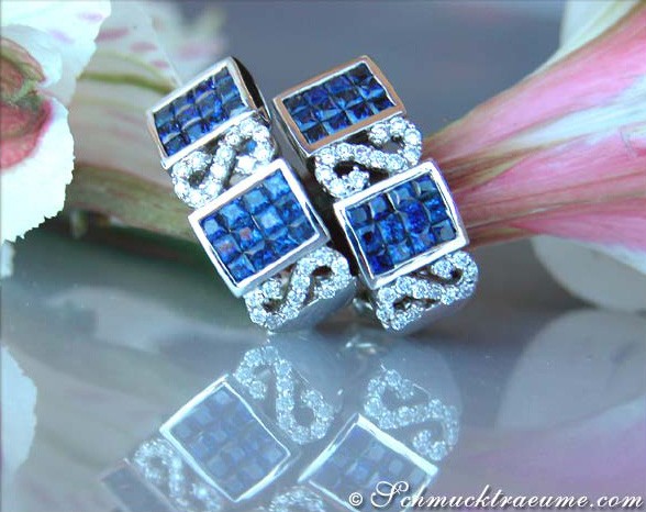 Aparte Saphir Ohrringe mit Brillanten - Image 3