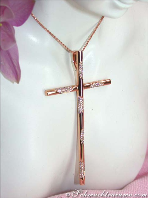 Roségold 750 Kreuzanhänger mit Brillanten, 0.450 Karat TW VS