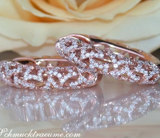 Ovale Diamanten Creolen im Stern Design, Roségold 585, 0.950 Karat, TW VS