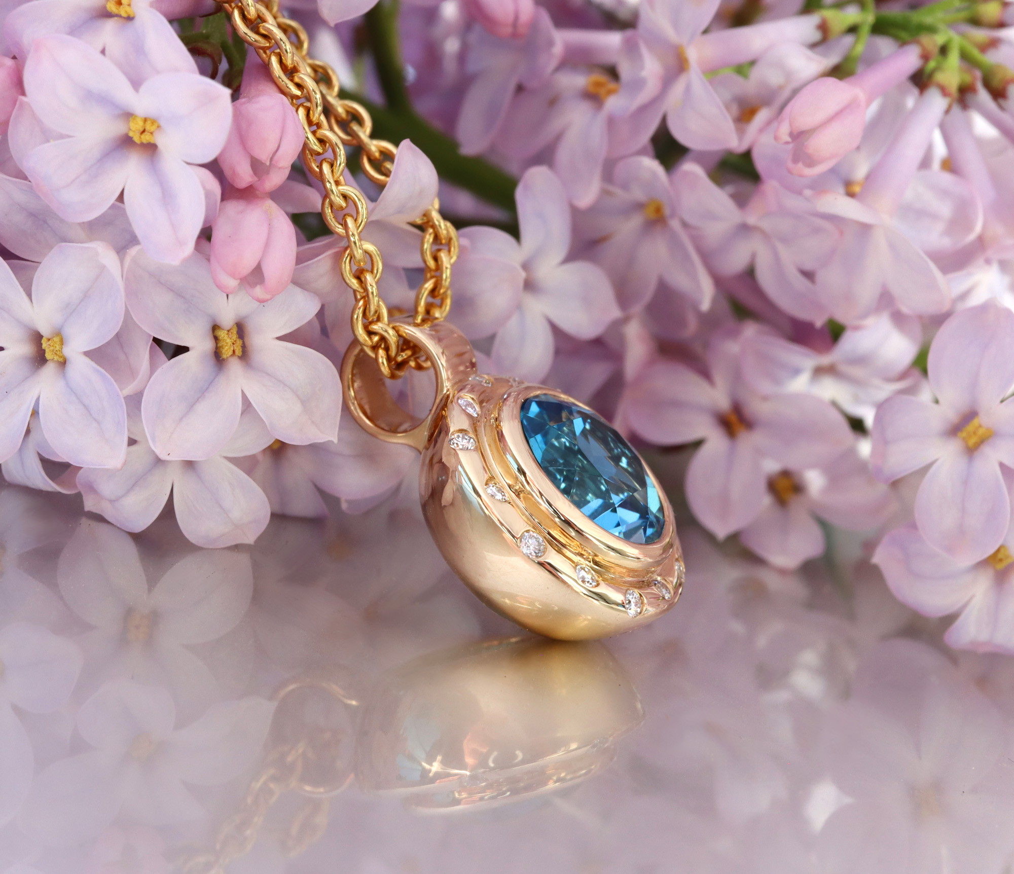 Halskette "Orbit" mit Blautopas und Brillanten - Image 5