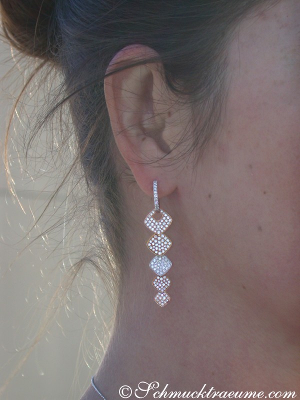 Ohrgehänge aus Weiß-, Gelb- & Roségold mit 2.350 Karat Diamanten
