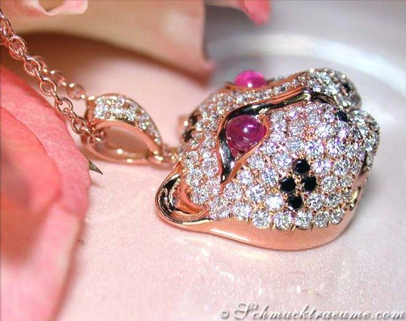 Feinster Brillanten Panther Anhänger mit Kette - Image 3