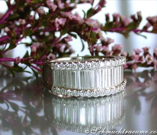 Weißgold 750 Baguette Diamant-Ring mit Brillanten