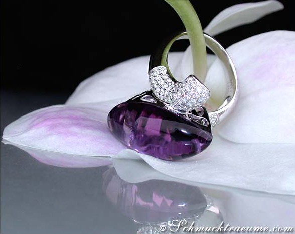 Weißgold 750 Amethyst Ring mit Brillanten