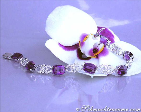 Amethyst Armband mit Diamanten im Art Déco Stil - Image 3