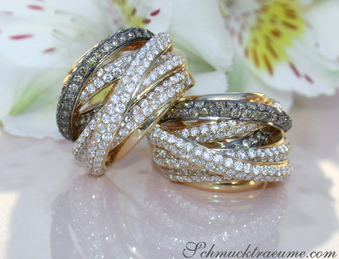 Mehrreihige Brillanten Ohrstecker mit naturbraunen Brillanten - Image 6