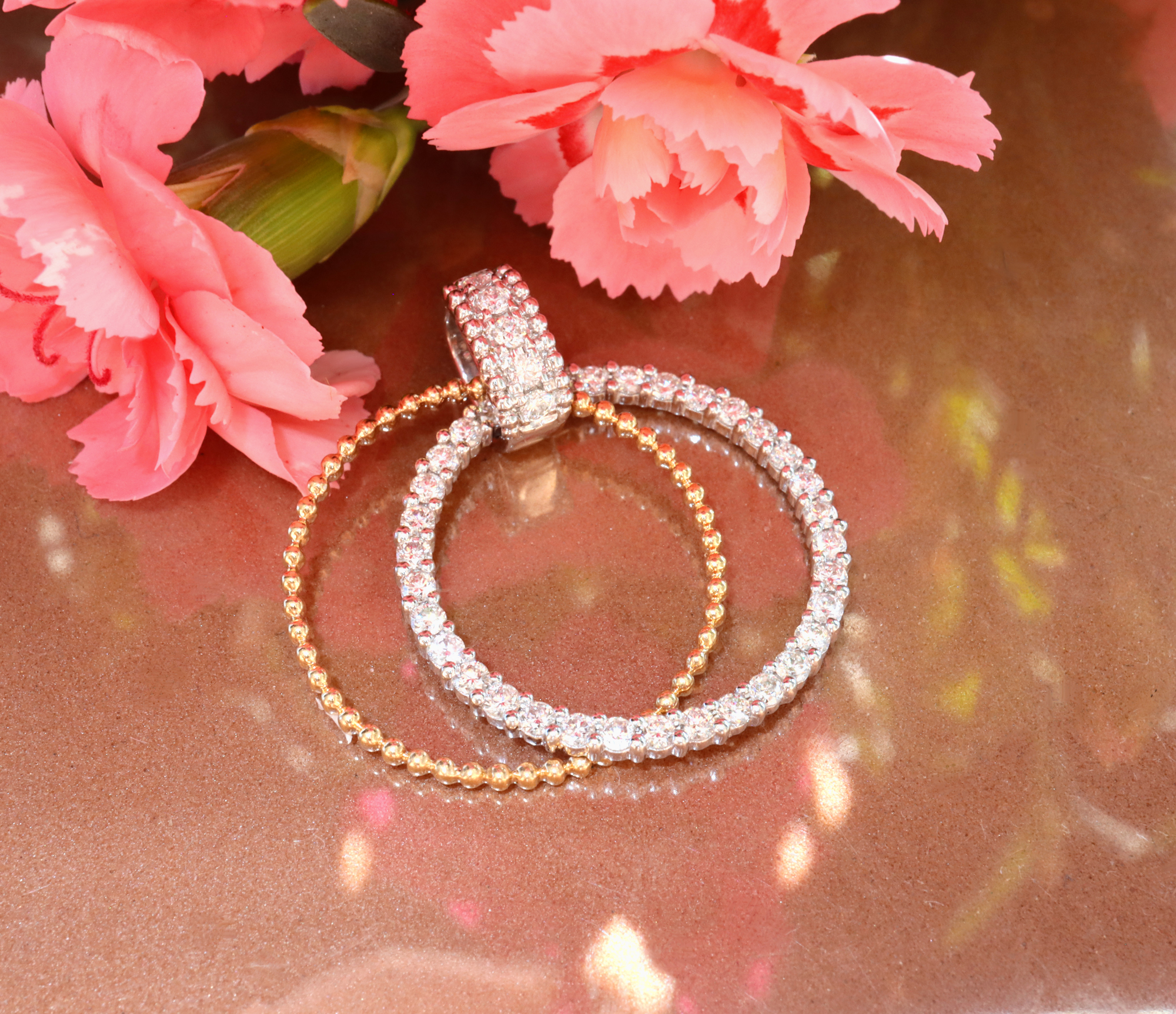 Zeitlos klassischer Brillanten Kreis Anhänger in Gelb- & Weißgold 585 - Image 6