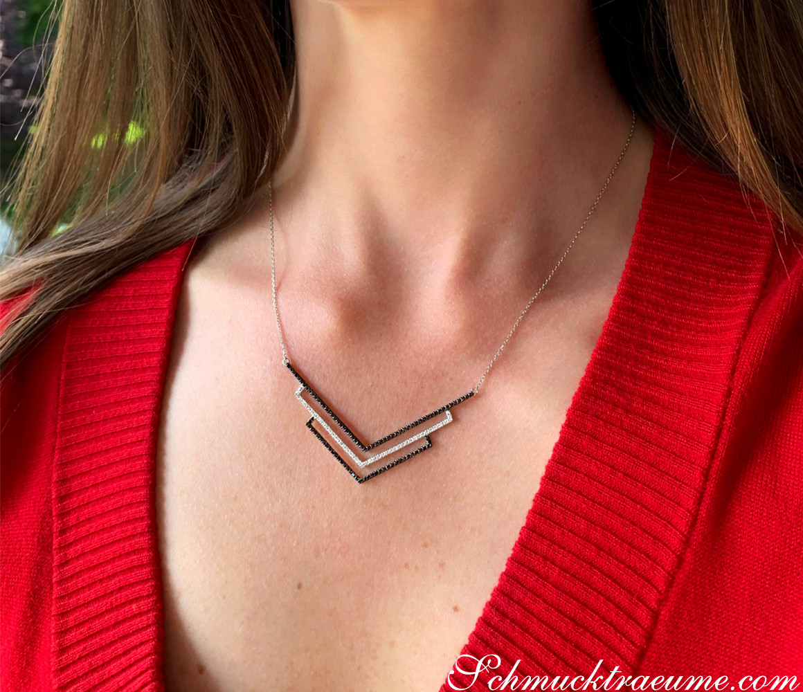 Extravagante Halskette mit schwarzen & weißen Diamanten - Image 6