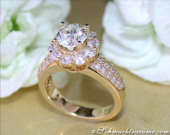 Zeitloser Diamant Solitär Ring aus Gelbgold 750 mit 2.570 Karat TW SI Diamant