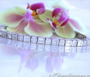 Hochkarätiges Diamanten-Armband (9,41 ct.) mit 57 Brillanten & Baguetteschliff, Weißgold 750