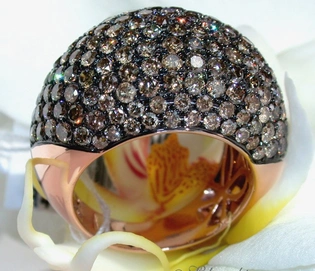 Stattlicher naturbrauner Brillanten-Dome-Ring in Roségold 585