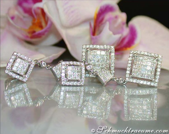 Prinzess-Diamant-Ohrgehänge mit langen Hängern, prunkvolle Details, hochwertige Verarbeitung