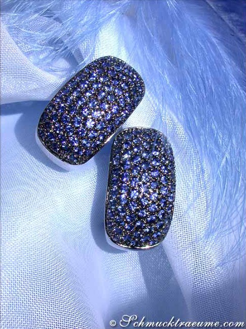 Detailansicht von Funkelnden Saphir-Ohrsteckern in Weißgold 585