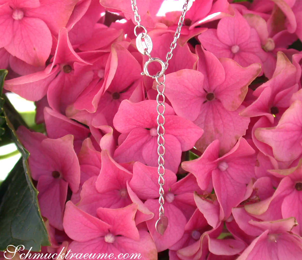 Rückblick auf zarte Blüten mit Halskette, detailreich, elegant.