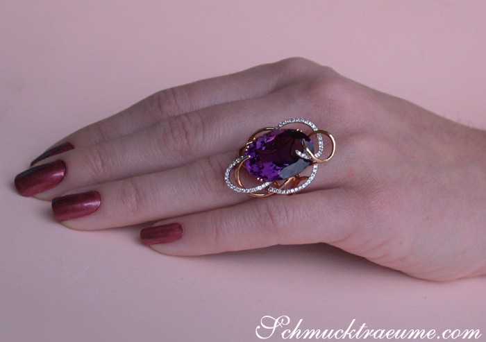 Außergewöhnlicher Amethyst Ring mit Diamanten - Image 3