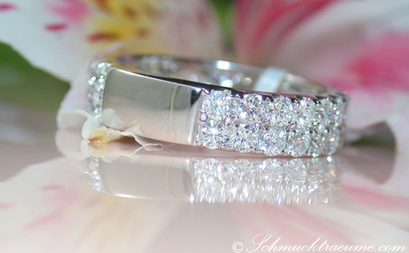 Detailansicht zweireihigen Brillanten Memory Ring, 2.01 ct TW SI, Weißgold 750