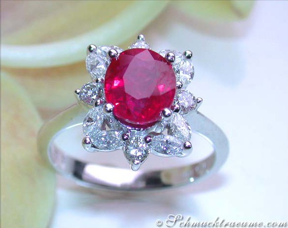 Exquisiter Burma Rubin Ring mit Diamanten - Image 2