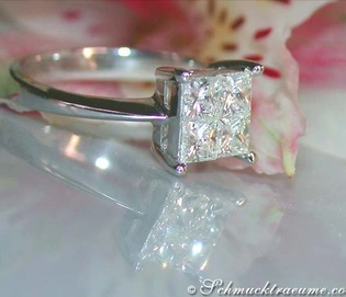 Princess-Diamant-Ring in Weißgold mit 0.91 ct. Diamant
