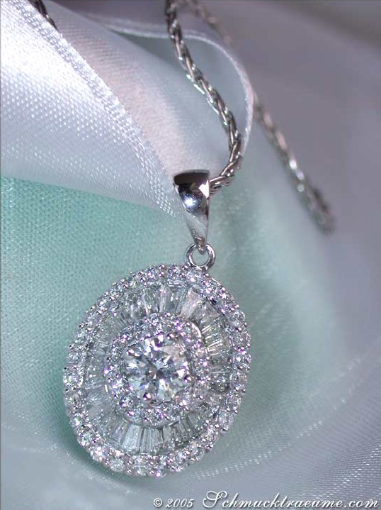 Detailaufnahme des eleganten Diamant-Solitär-Anhängers mit Weißgoldverarbeitung