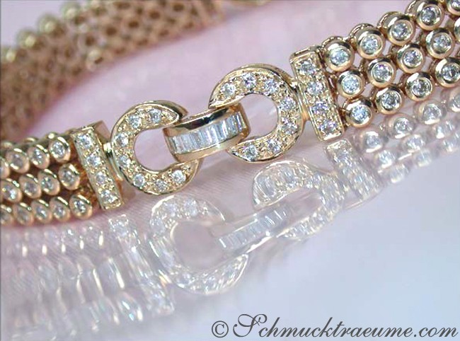 Gelbgold Armband mit Diamanten, Detailaufnahme Schließe, elegant und hochwertig