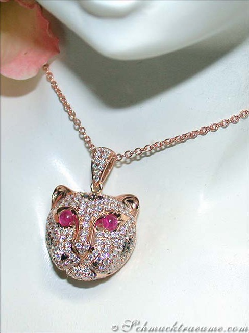 Feinster Brillanten Panther Anhänger mit Kette - Image 5