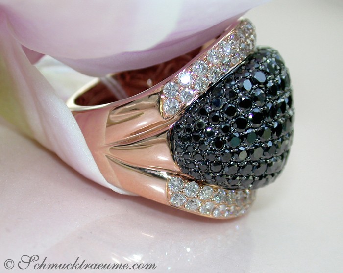 Opulenter Roségold Ring mit schwarzen Brillanten - Image 5