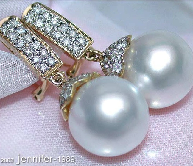 Elegante Südseeperlen Ohrstecker mit Brillanten in Gelbgold 750 - Image 1 Elegante Südseeperlen Ohrstecker mit Brillanten in Gelbgold 750 - Image 1