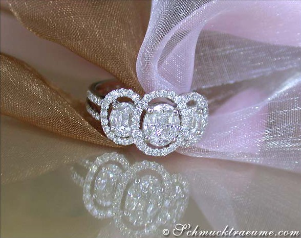 Illusion-Diamantring mit 1,140 Karat TW VS in Weißgold 750, Detailaufnahme