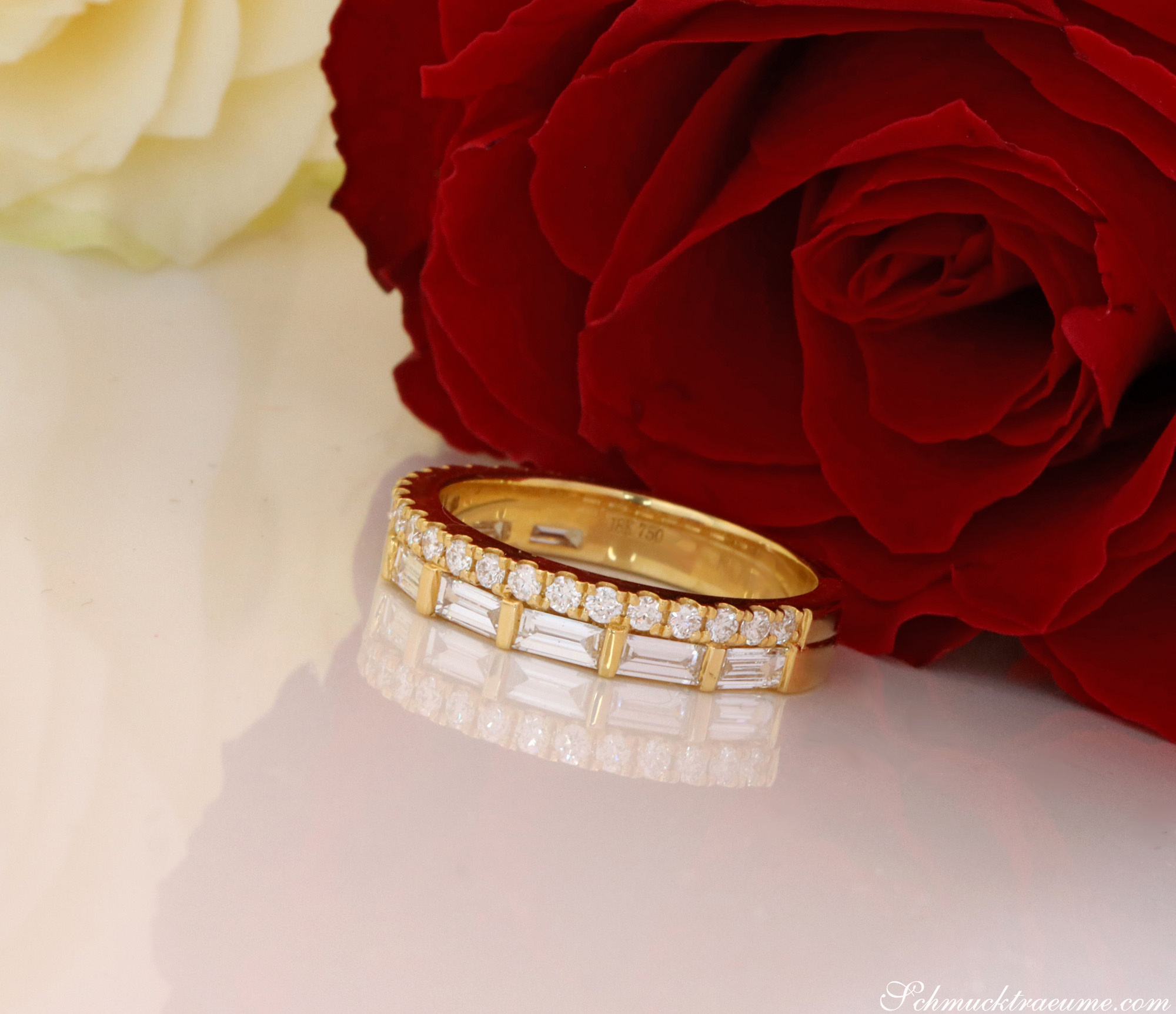 Bildschöner Brillanten Band Ring mit Baguette Diamanten - Image 5