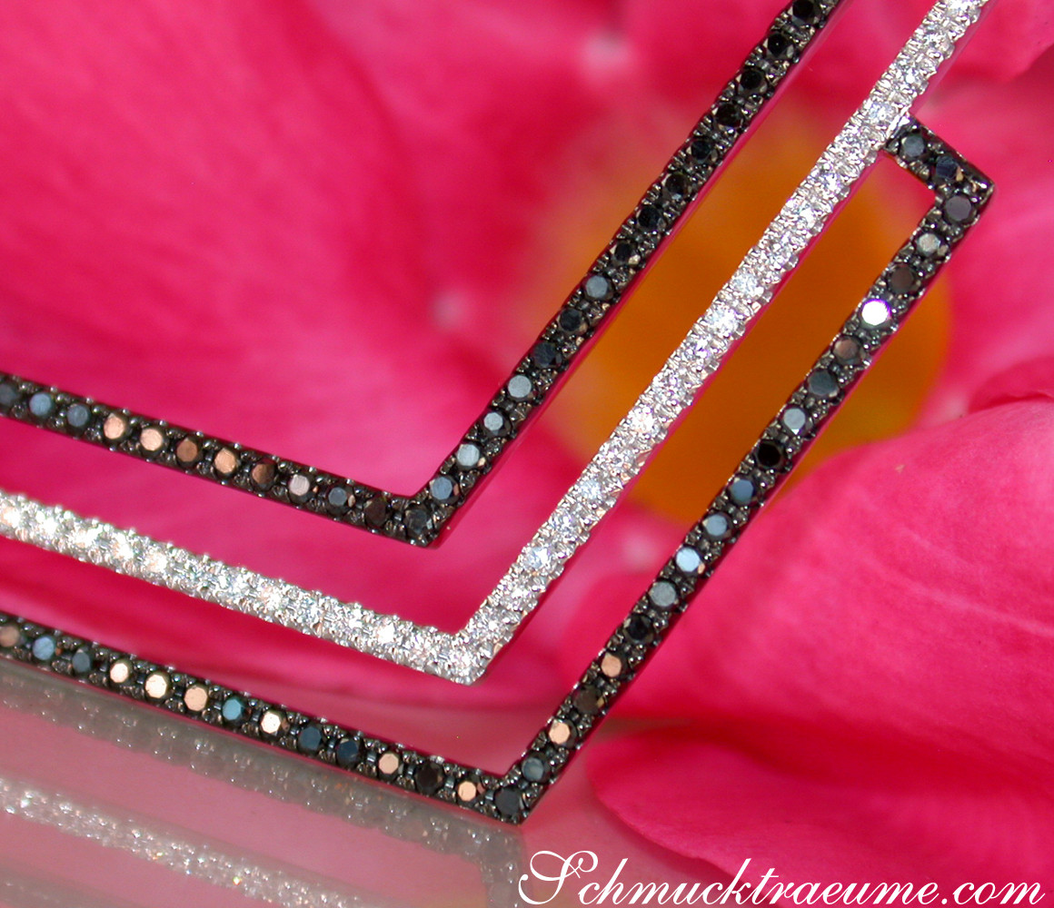 Extravagante Halskette mit schwarzen & weißen Diamanten - Image 5