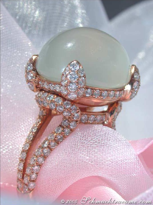 Prächtiger Mondstein Ring mit Brillanten - Image 2