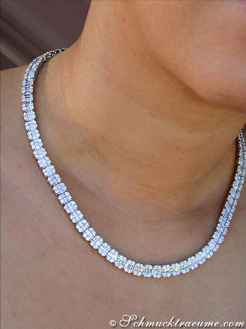 Exklusives Brillanten & Baguette Diamanten Collier (14.50 ct.) - Image 8