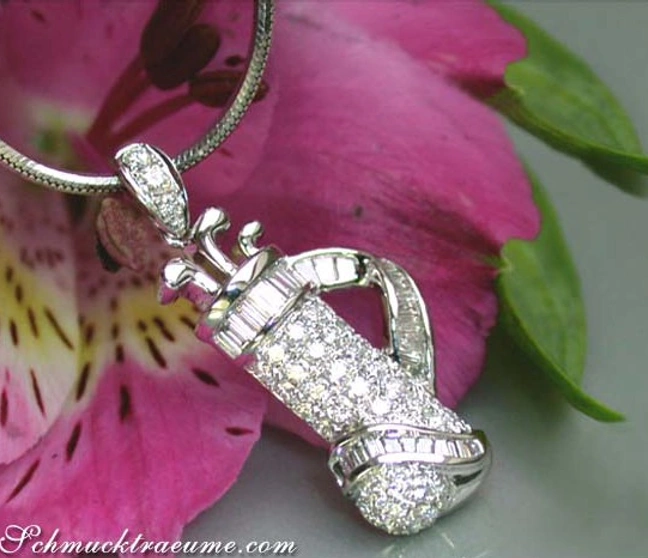 Exquisiter Diamanten Golfbag Anhänger in Weißgold 750 - Image 1 Exquisiter Diamanten Golfbag Anhänger in Weißgold 750 - Image 1