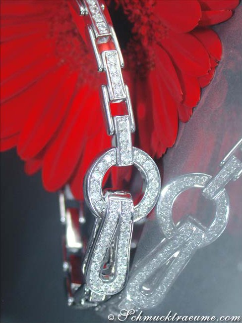 Diamant-Armband mit 1.420 Karat in Weißgold 750, Detailaufnahme der Verbindungselemente