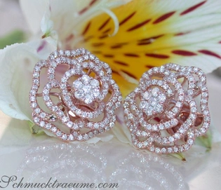 Rosen-Diamant-Ohrstecker aus Roségold 585, 1.280 Karat TW SI