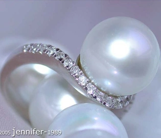 Südseeperle Ring in Weißgold mit braunen & weißen Brillanten