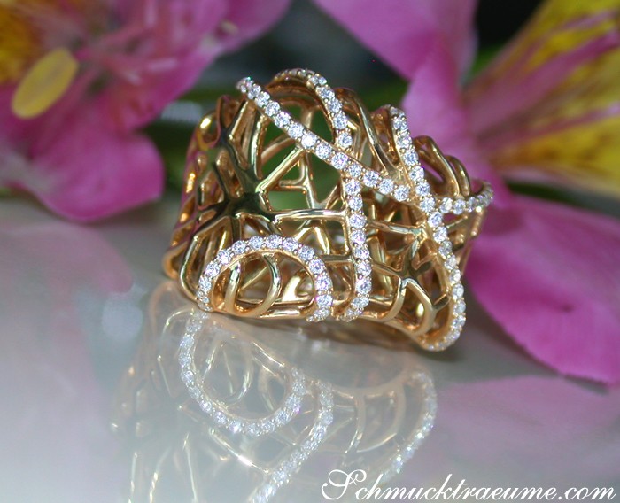 Goldener Brillantenring mit 0.760 ct TW VS Brillanten, luxuriöse Verarbeitung