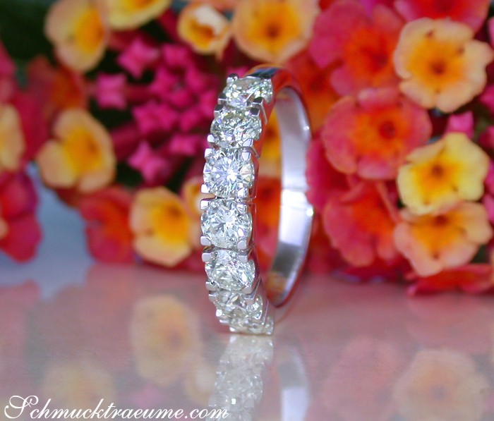 Weißgold 750 Diamant Halb Memory Ring mit 1.500 Karat TW SI