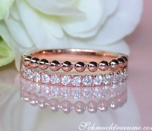 Kugel-Diamant-Ring in Roségold 750, detailreich, elegant