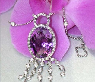 Weißgold 750 Collier mit Amethyst und Brillanten