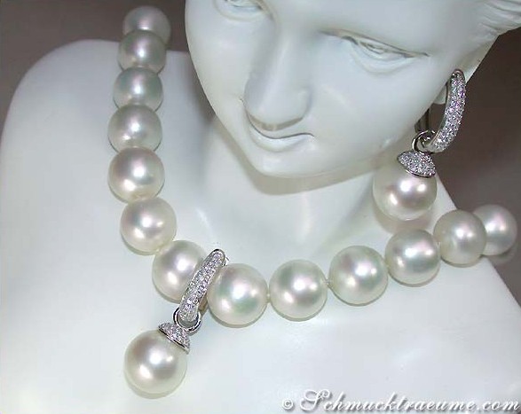 Wandelbare Südseeperlen Brillanten Ohrgehänge / Anhänger - Image 7