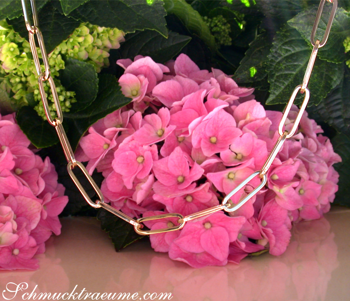 Gold Pur: Auffallende Paperclip Halskette / Collier in Gelbgold 585 - Image 2