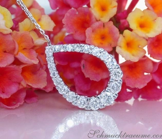 Weiße Diamanten-Tropfen-Anhänger in Weißgold 750, 1.000 Karat TW SI