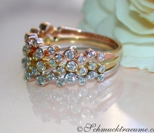 3er-Set Diamant-Ringe aus Weiß-, Gelb- & Roségold 585