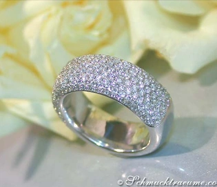 Schwerer Brillanten Halb Memory Ring in Weißgold, 13,60 g, TW SI, 1.800 Karat