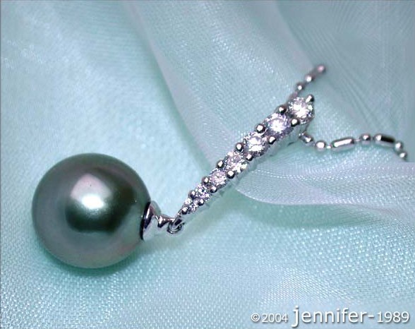 Eleganter Tahitiperle Anhänger mit Brillanten in Weißgold 750 - Image 2