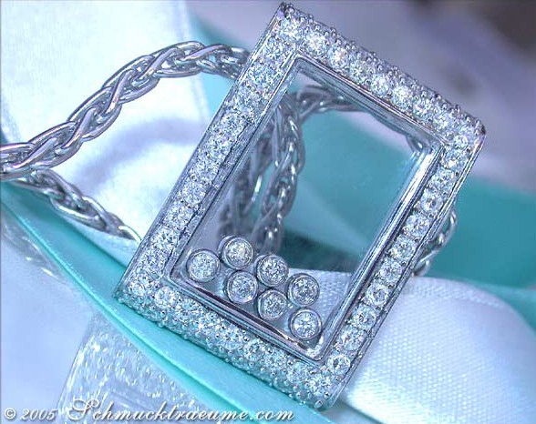 Edler Brillanten-Anhänger mit Glas und Diamanten in Weißgold 750