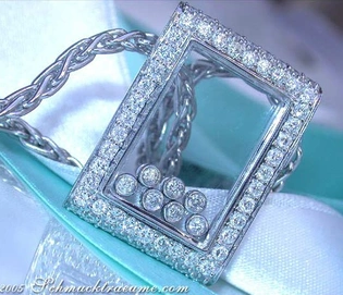 Edler Brillanten-Anhänger mit Glas und Diamanten in Weißgold 750