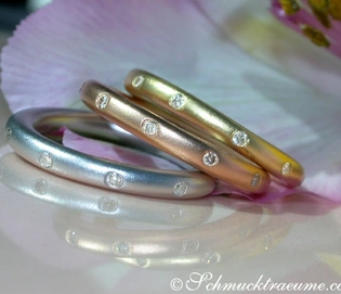 3er-Set Weiß-, Gelb- & Roségold-Ringe mit Brillanten im Sternenhimmel-Design