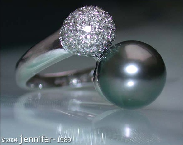 Bezaubernder Tahitiperle Ring mit Brillanten Pavé Kugel - Image 2